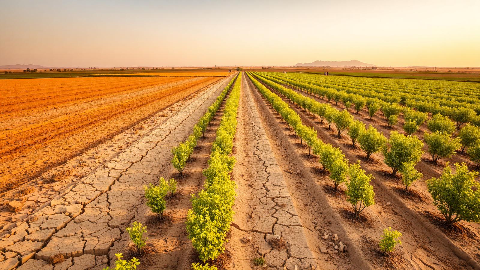 Degraded farmland under restoration — the G20 initiative targets a 50% reduction in degraded land by 2040.