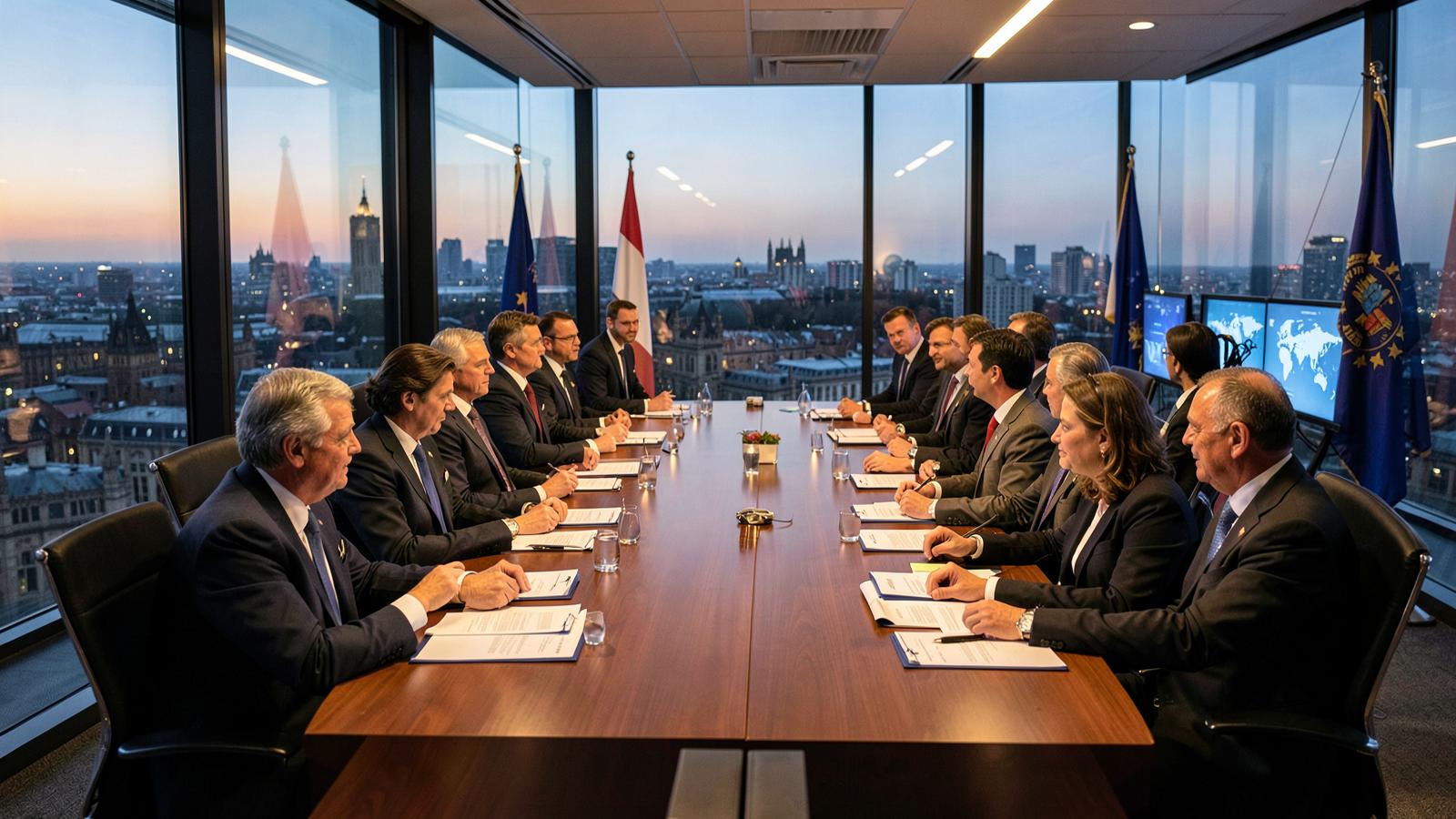 International delegates and institutional partners in discussion over a coordinated global investment ecosystem.